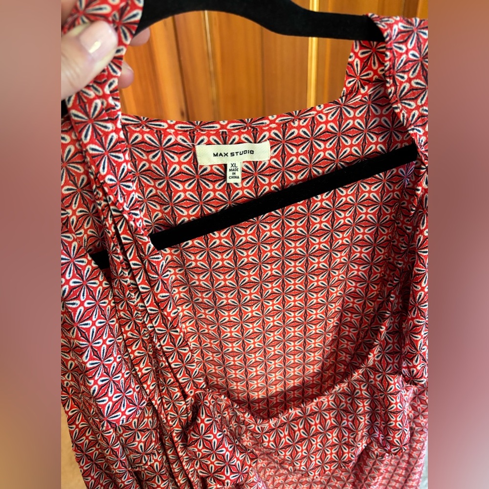 Max Studio Geometric Red Dress - Picture 2 of 3
